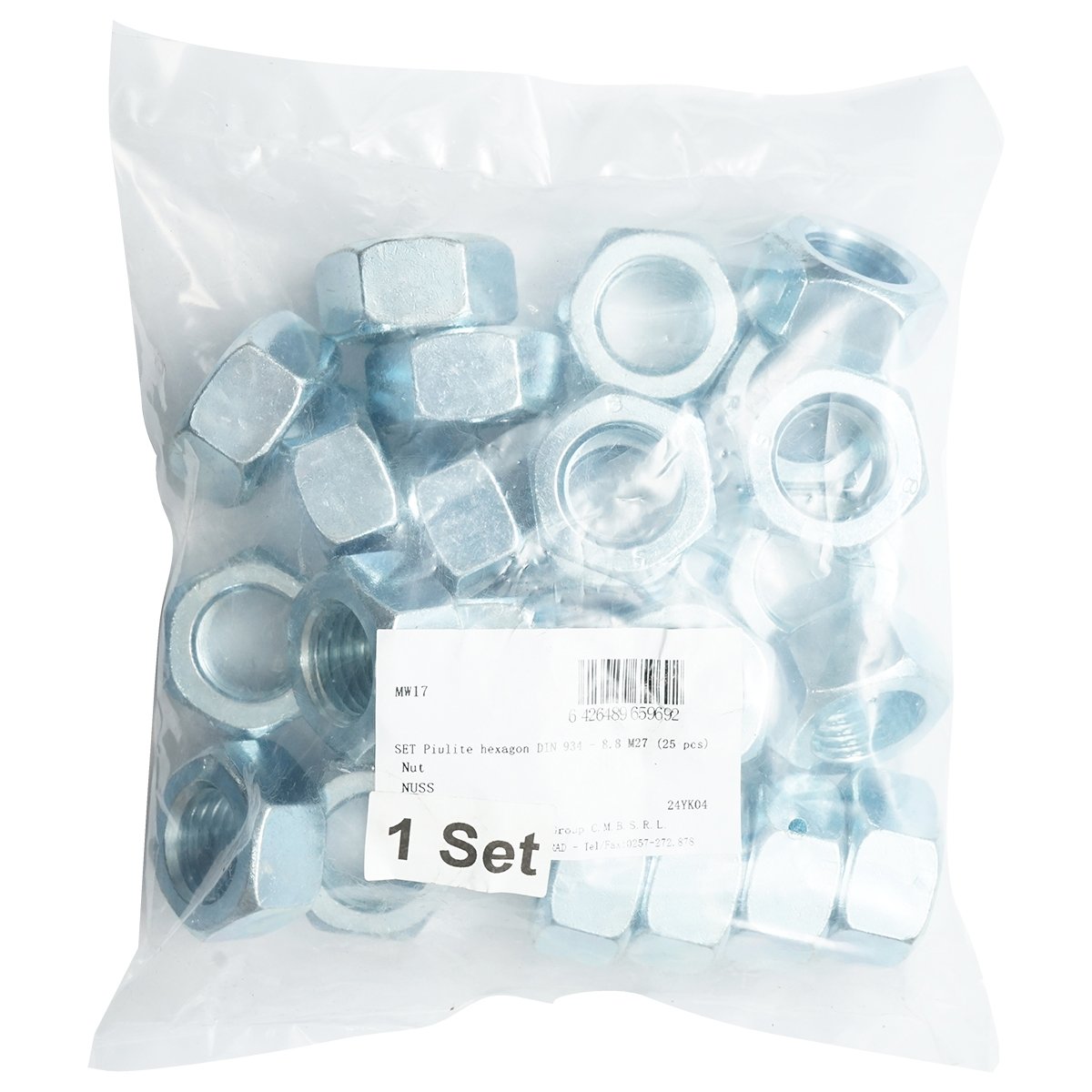 Set piulite hexagon DIN 934-8.8 M27 25 bucati
